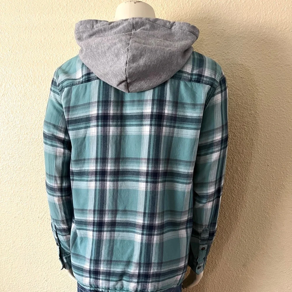 Aeropostale Long Sleeve Plaid Hooded Flannel Shirt Size M